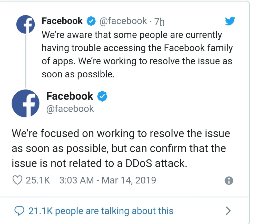 Facebook, Instagram dan WhatsApp mengalami gangguan